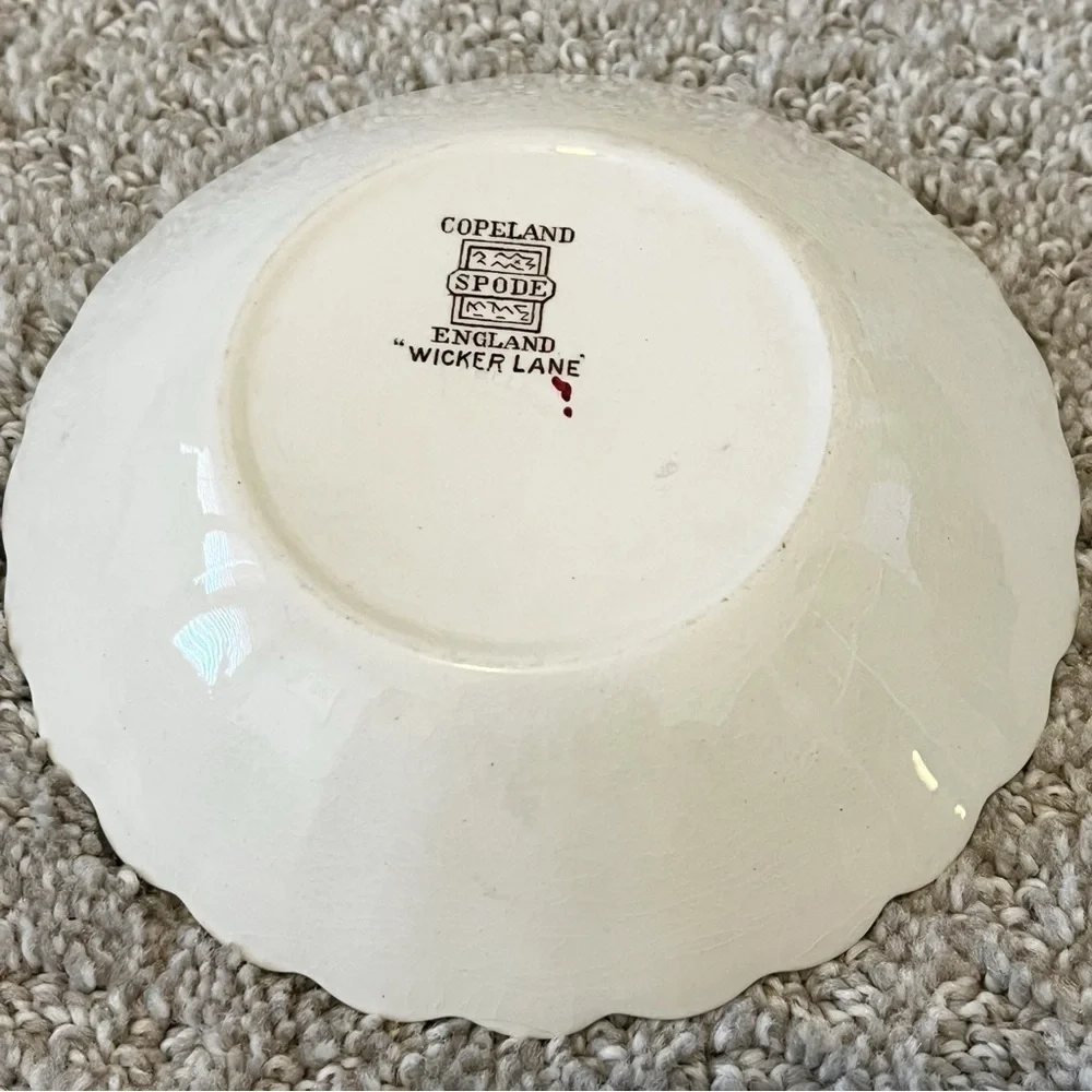 Spode Wicker Lane Basket Weave Copeland Trinket Tray Sauce Bowl England Floral